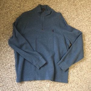 Polo 1/4 zip sweater light blue
